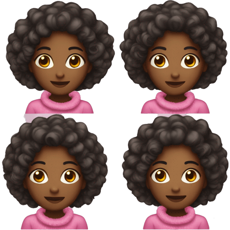 A black girl wirh curly hair in a pink christmas outfit emoji