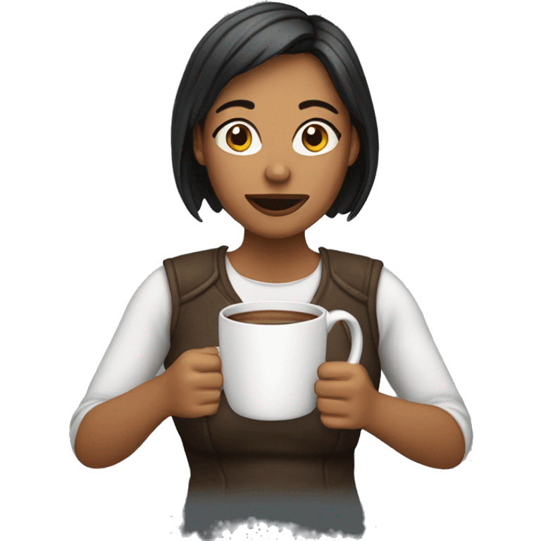 woman holding a mug emoji