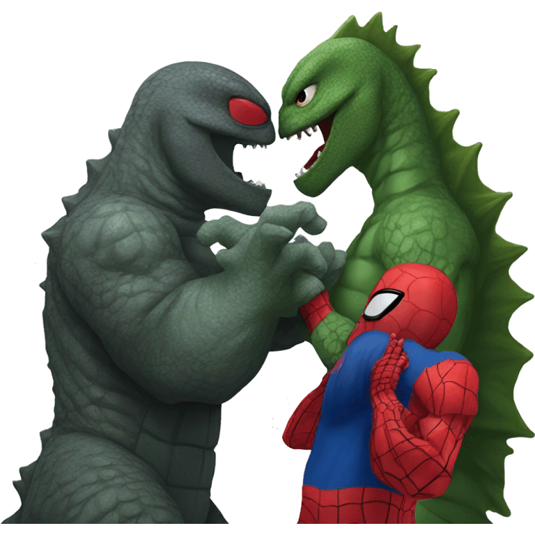 Godzilla kissing Spider-Man emoji