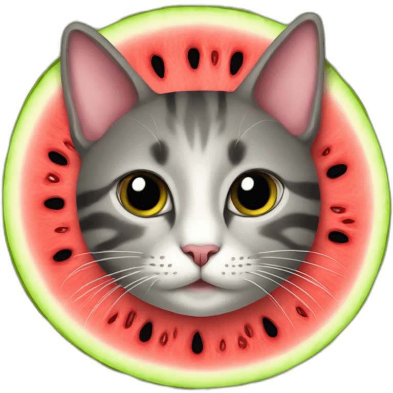 cat on watermelon  emoji