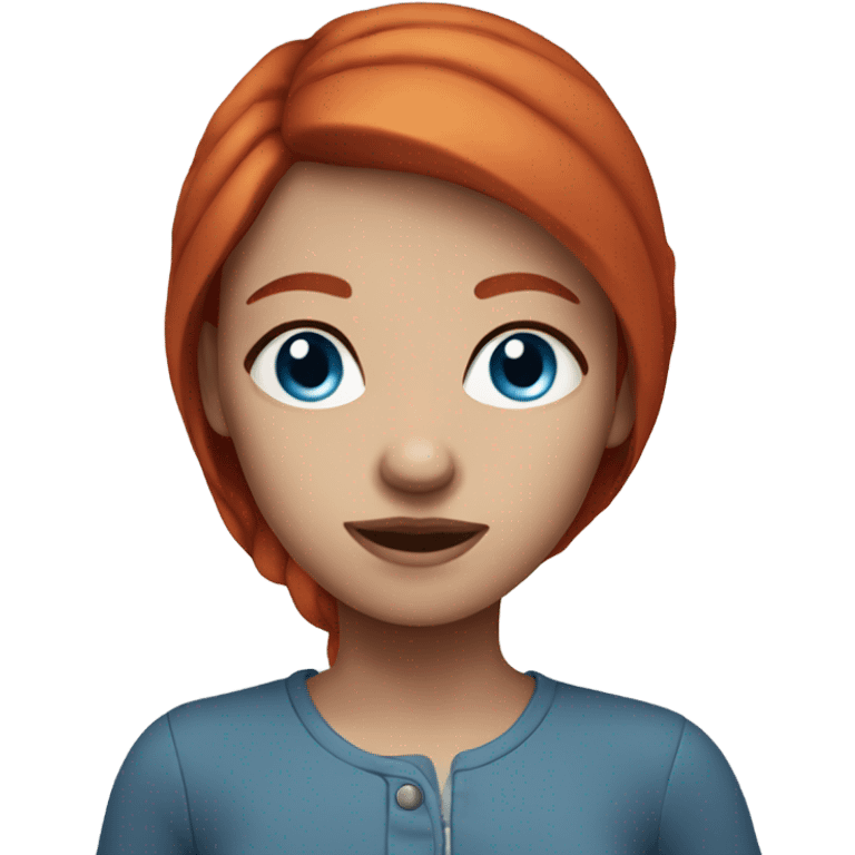 Girl with red hair and blue eyes,withe skin emoji