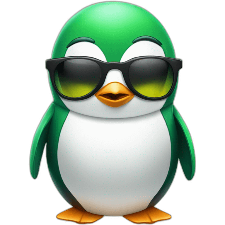 Penguin whit a wrench, sun glasses and green hair emoji