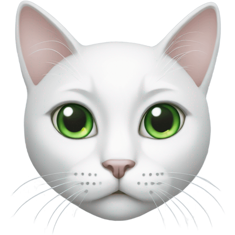 White cat with big green eyes emoji