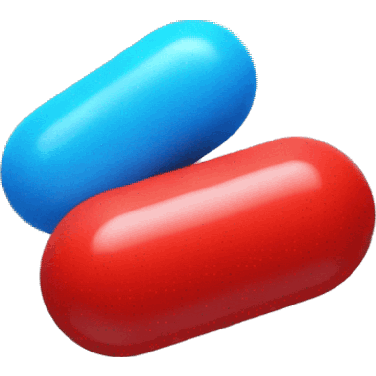 small red pill floating next to a small blue pill emoji