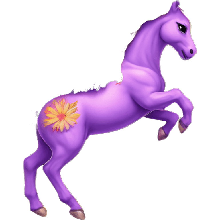 Neon Pegasus unicorn psychedelic flowers floral groovy art neon rave raving emoji