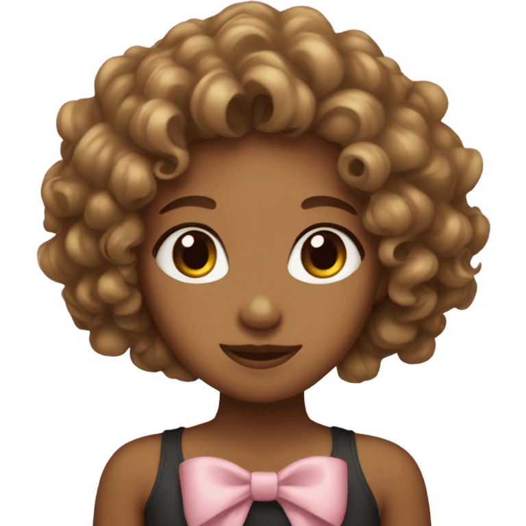 A light brown girl with curly hair and a bow  emoji