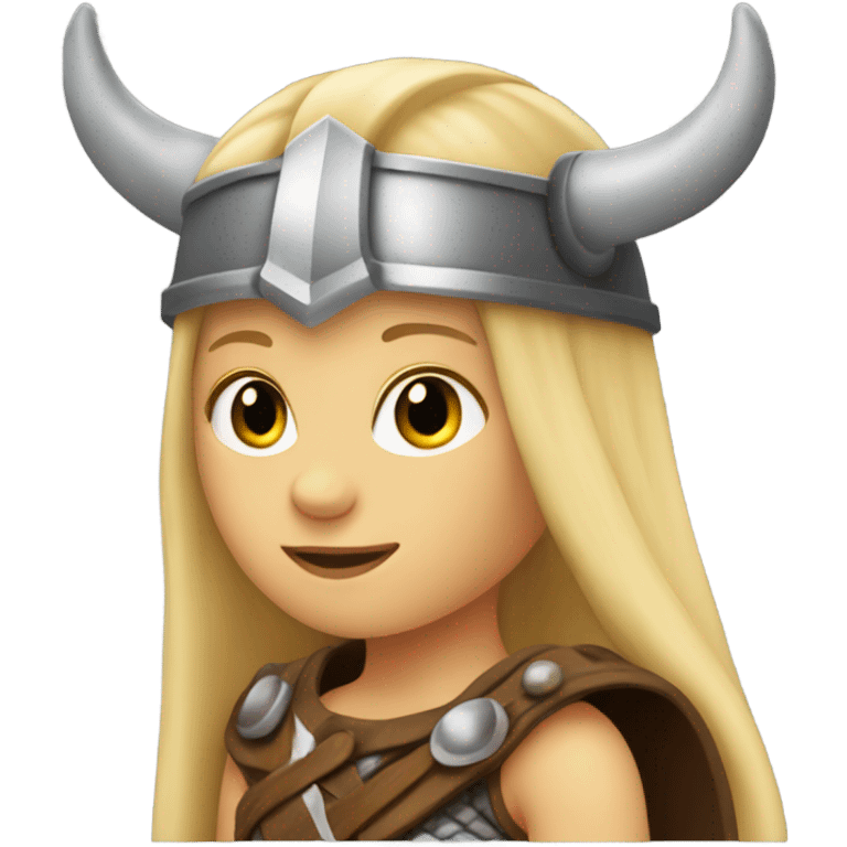 Girl Viking blonde hair helmet with horns emoji