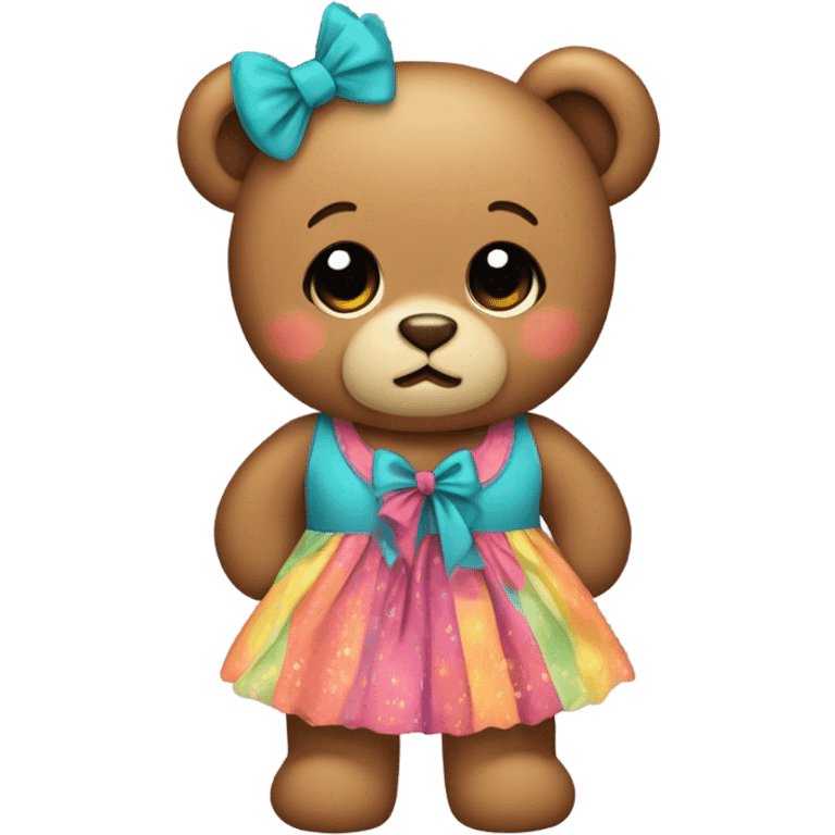 teddy bear with a dress and bow  emoji