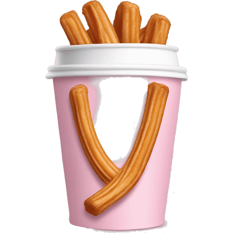 Baby Pink paper Cup with straight churros inside  emoji