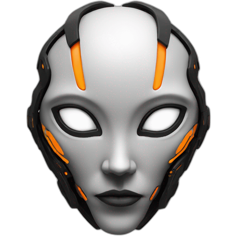 alien face black with orange details minimal cyberpunk emoji