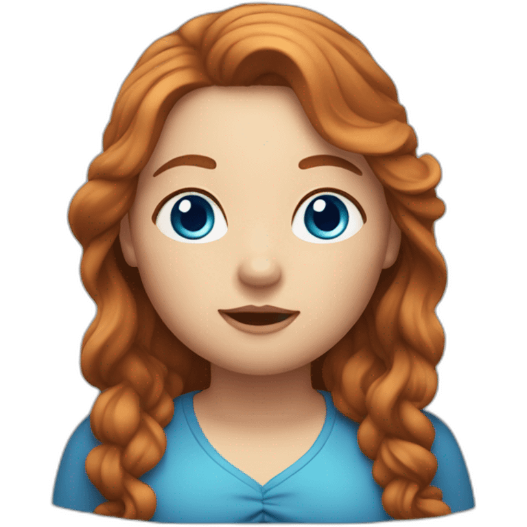 A fat readhead girl with blue eyes and long wave hair emoji