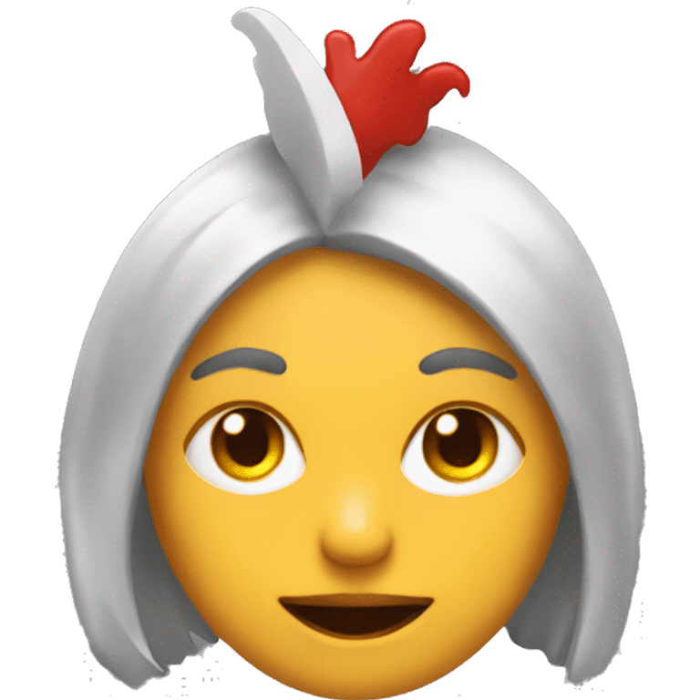 A woman mixed with a chicken with devil horns  emoji