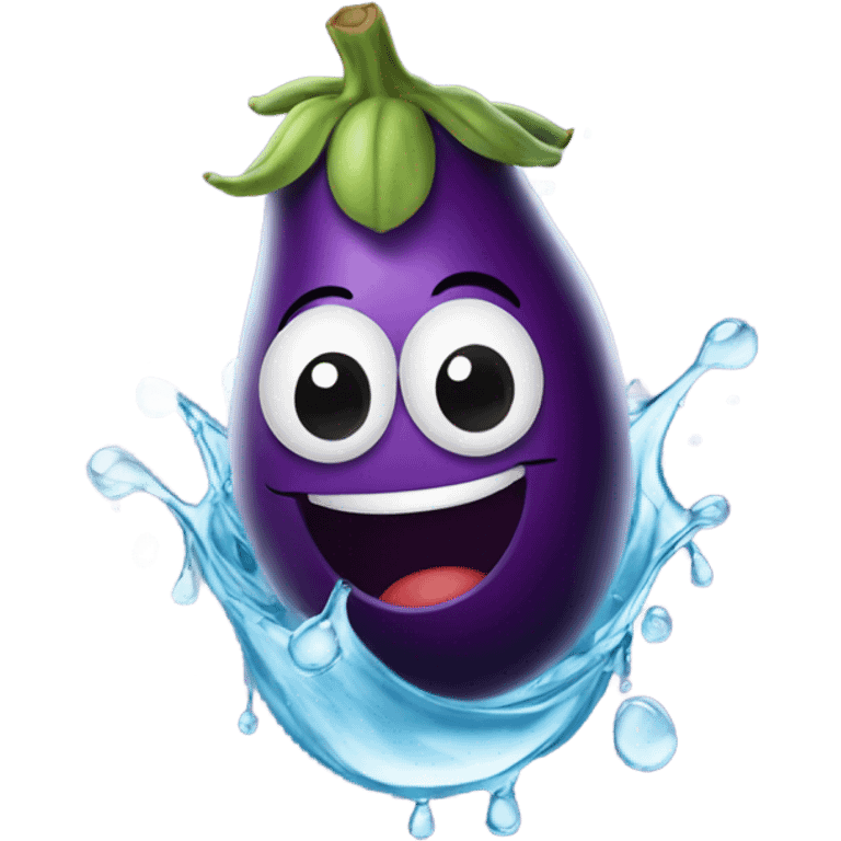 Eggplant with water flying out  emoji