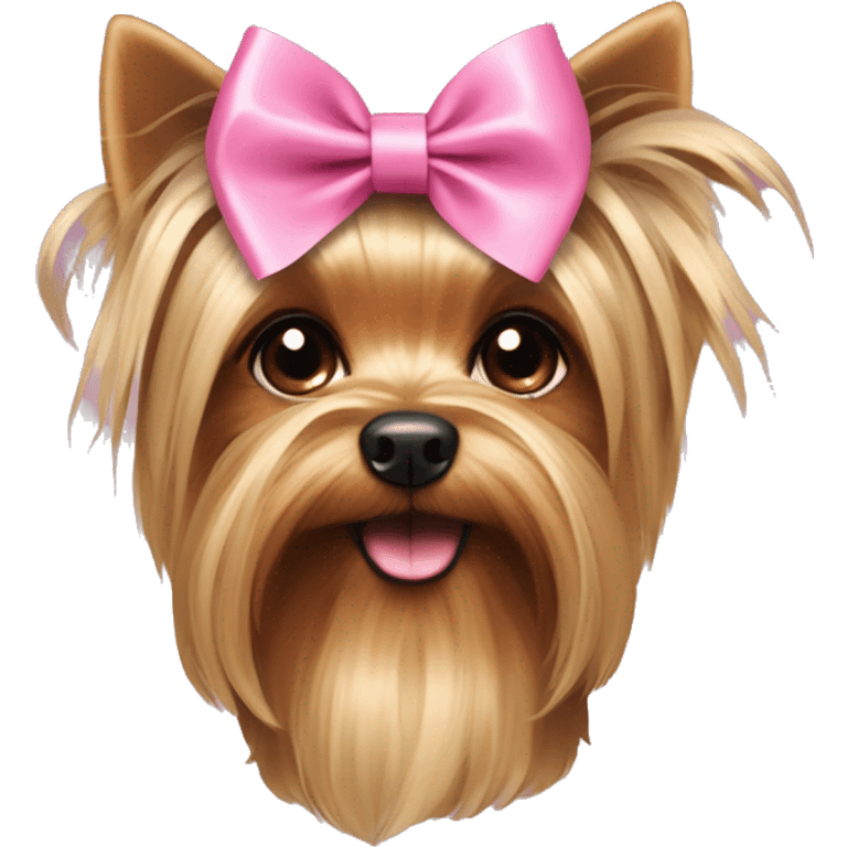 Yorkshire Terrier with floppy ears and pink ribbon  emoji