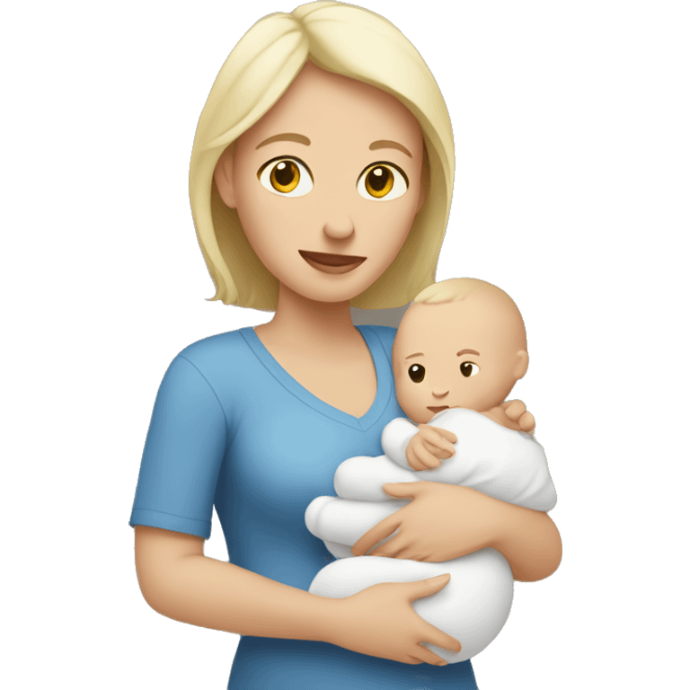 white mom holding little white baby emoji