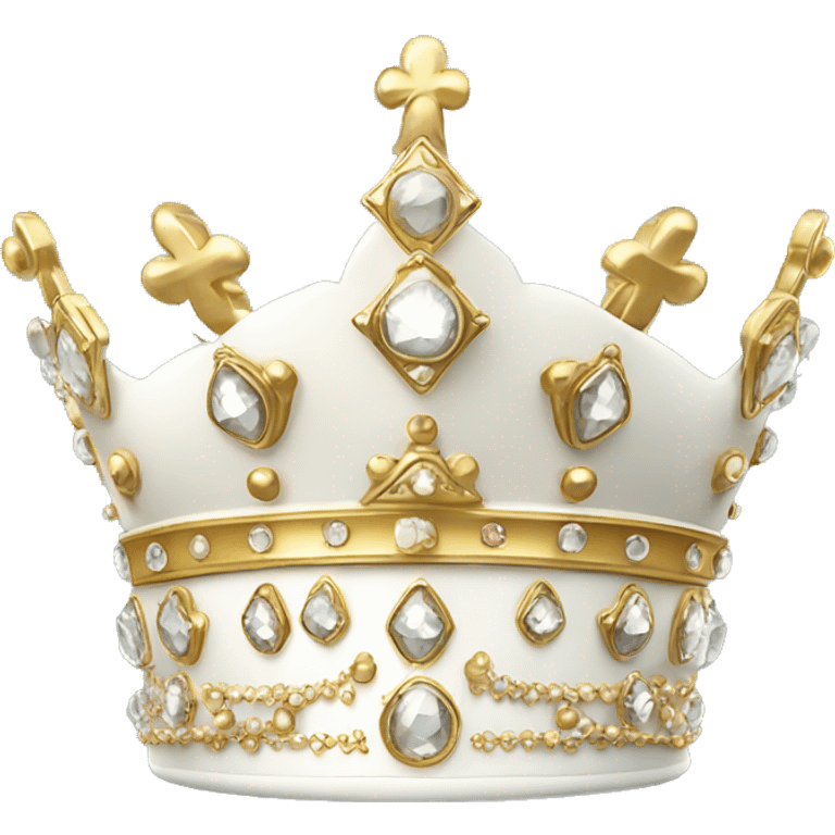 Fancy white crown with gold jewels isolated emoji