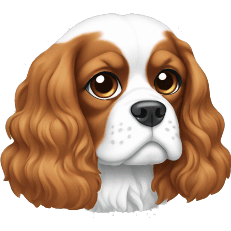 I need a face of my cavalier king charles spaniel dog. Colors white and light brown.  emoji