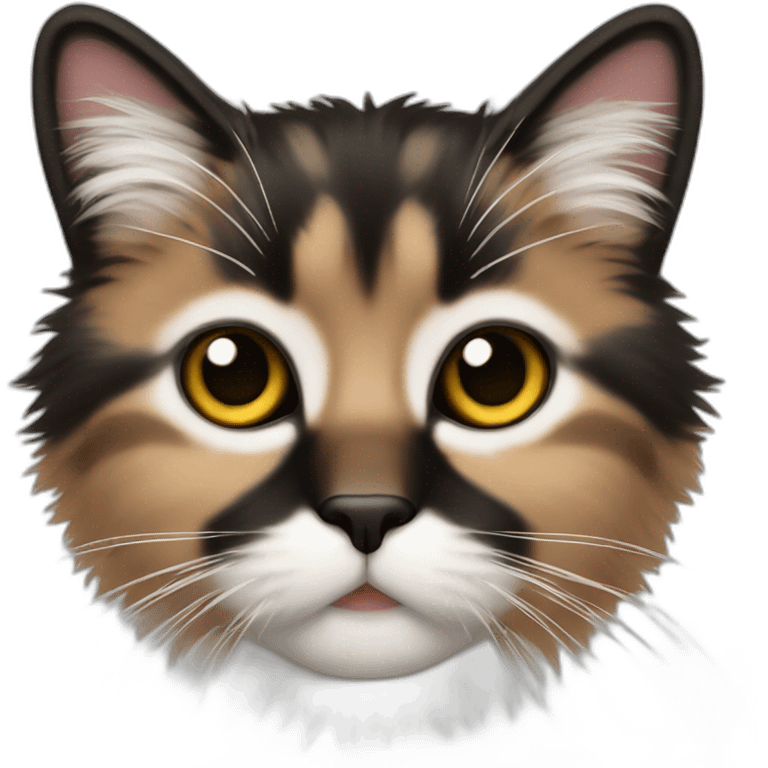 Three color fluffy cat with black nose emoji