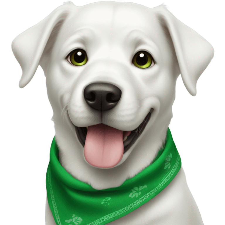 white dog with green bandana emoji