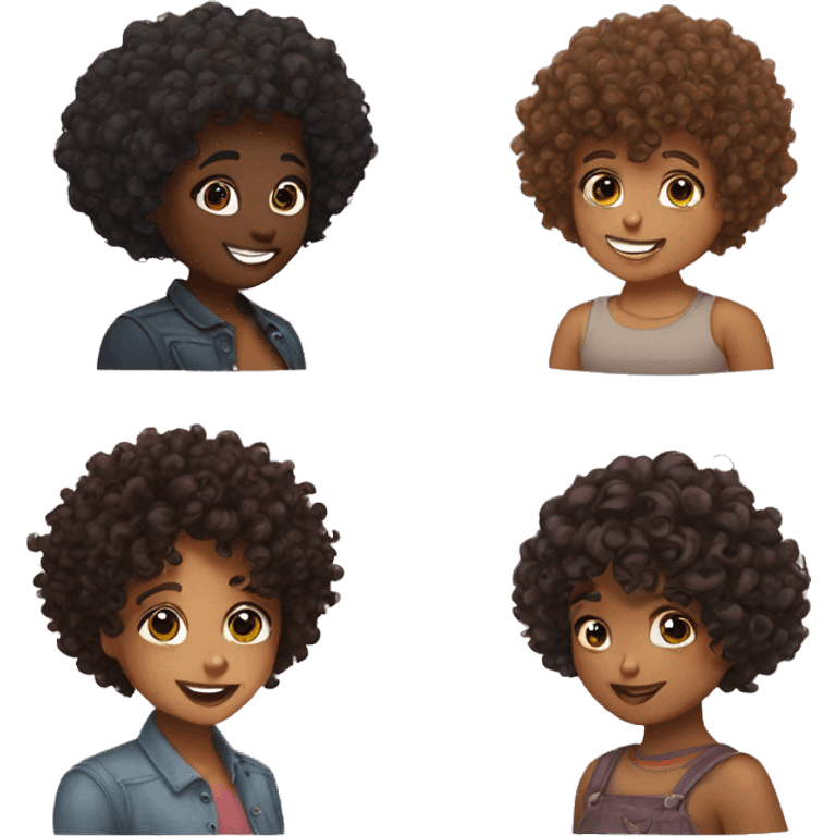 Curly hair besties  emoji