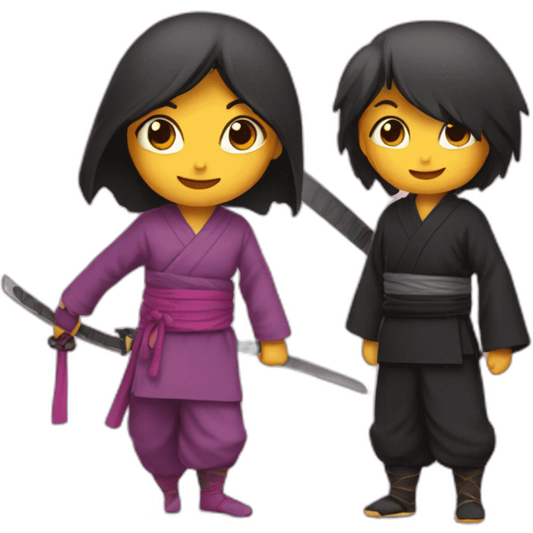 Ninja mom of a little girl and a boy  emoji