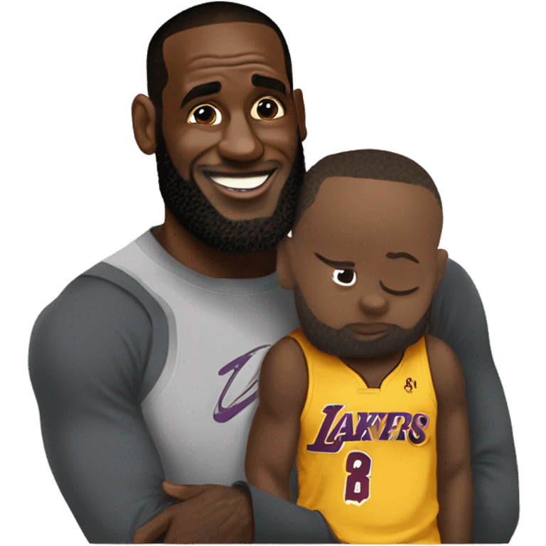 LeBron James kissing a dwarf emoji