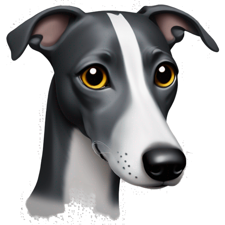 Black Whippet with a white stripe on its nose emoji