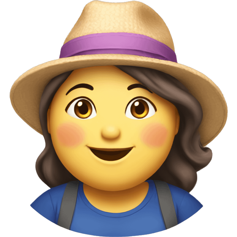 Happy fat girl with hat with text Nika emoji