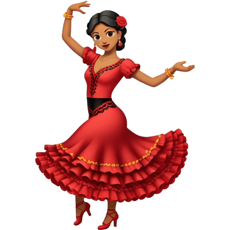 Cinematic Realistic Flamenco Pop Culture Emoji, featuring an expressive portrayal of traditional Spanish dance rendered with dynamic textures and passionate, vibrant lighting. emoji