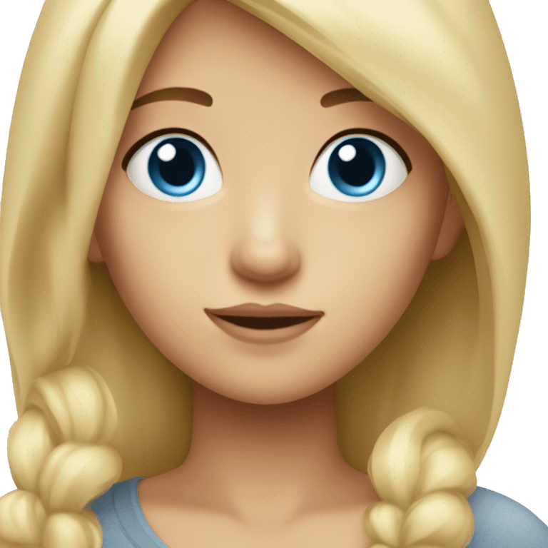 Girl with blond hair down and blue eyes emoji