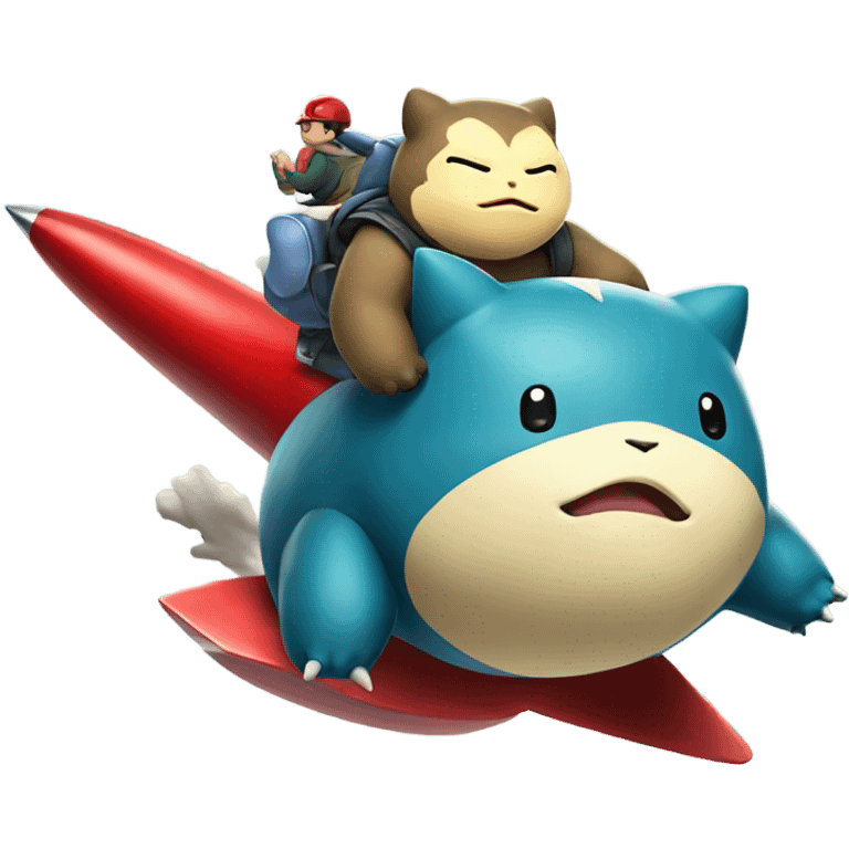 snorlax pokémon riding a little red rocket  emoji