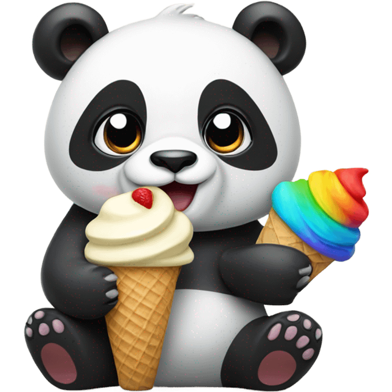 Panda eating ice cream emoji