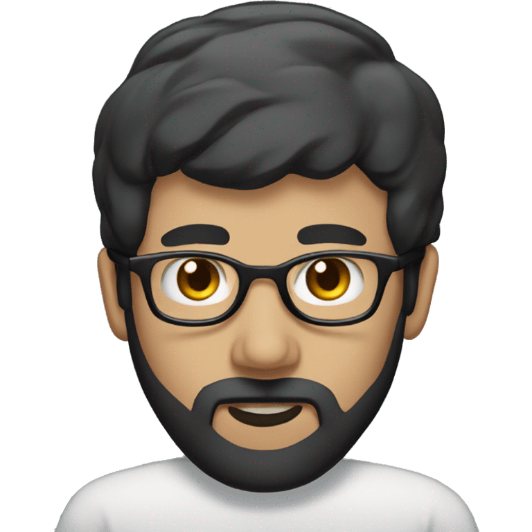 Man, short balding black hair, long black beard, glasses emoji