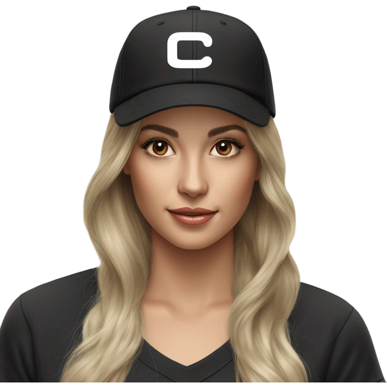 Black baseball cap with ‘.COM’ written on the front in bold white letters emoji