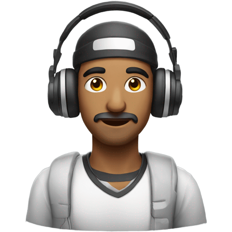 Indian man wearing a gamer headset emoji