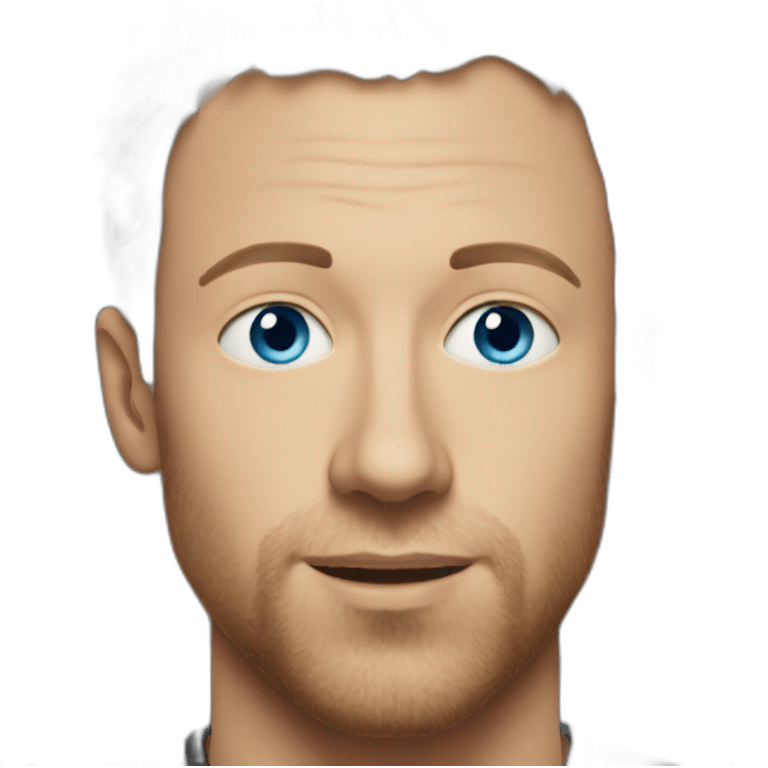 Chris Martin, Blue eyes, Black hair, with stubble emoji