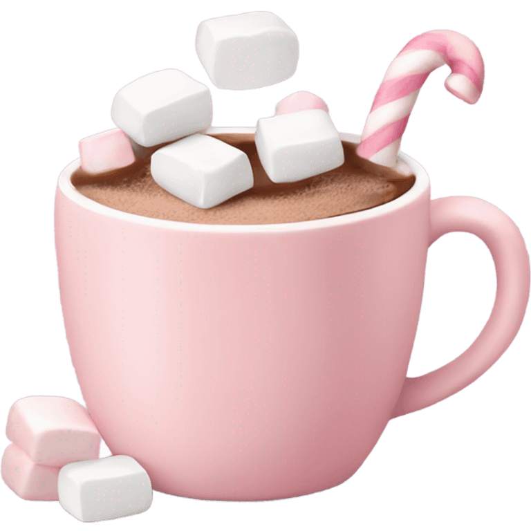 Light Pink mug of hot chocolate with marshmallows  emoji