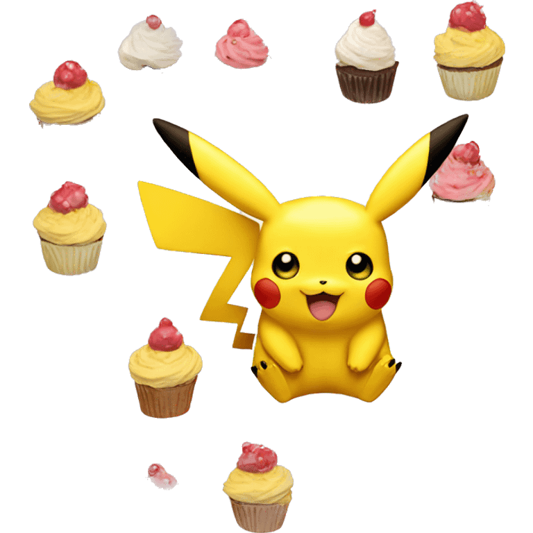 Pikachu with cupcakes  emoji