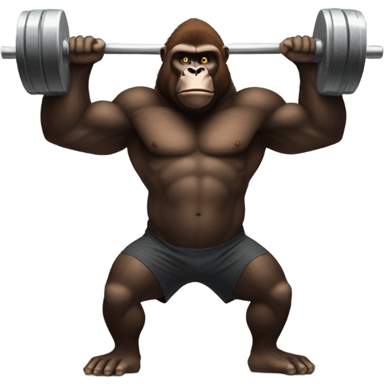 Brown gorilla lifting weights  emoji