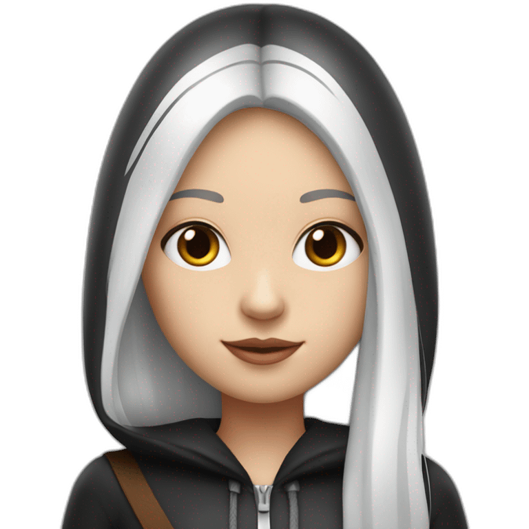 white-girl-long-straight-black-hair-with-white-streak-hair-and-red-ridding-hood emoji