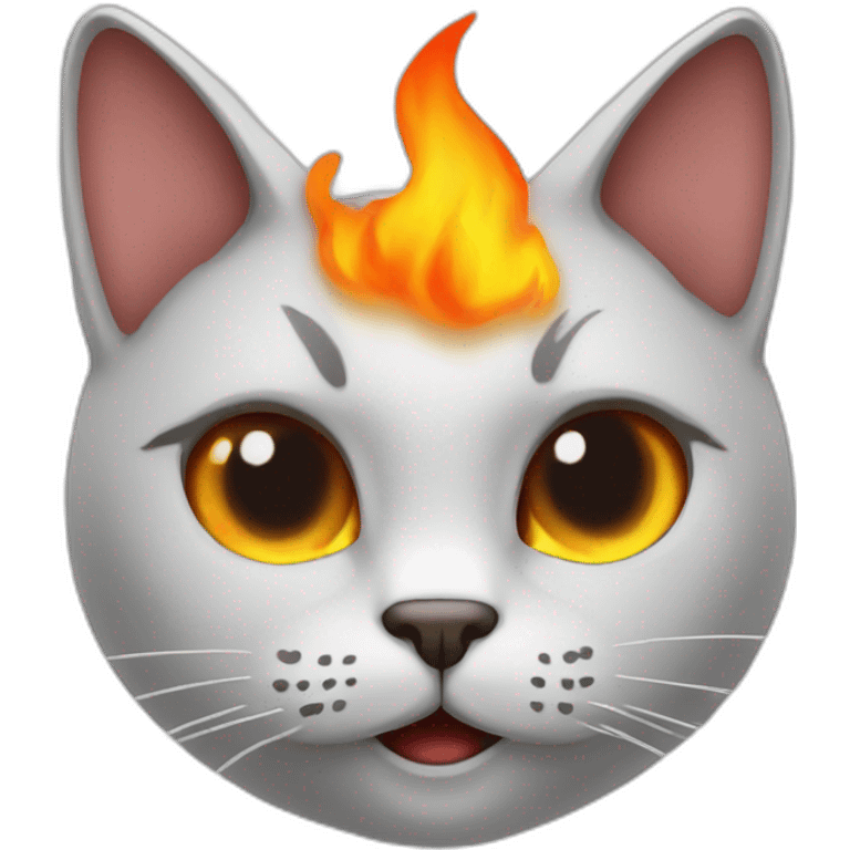 cat emoticon  in love with fire emoji