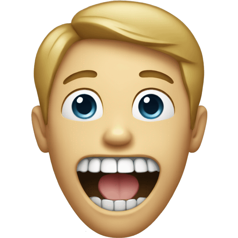 A boy having teeth like bottle opener emoji