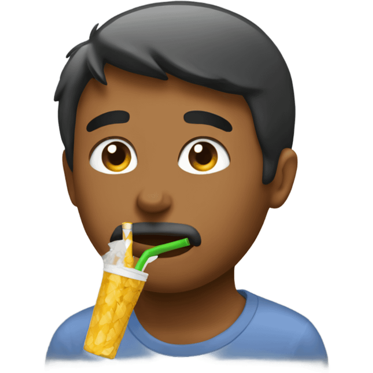 guy using a straw to smell with emoji