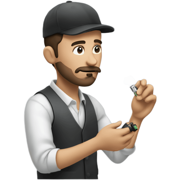 A man making a vape emoji