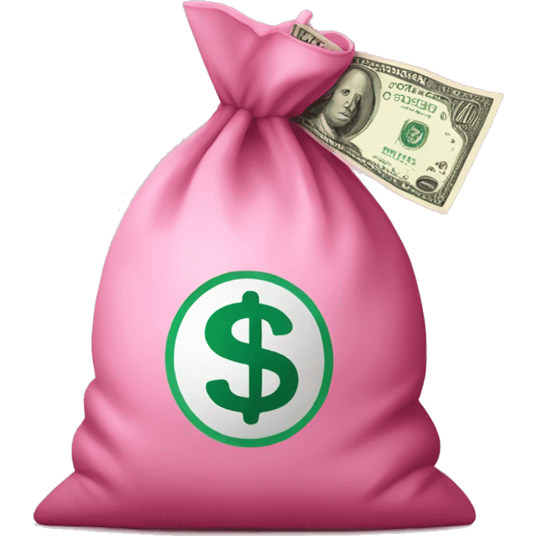 Pink money bag with dollar symbol on it  emoji