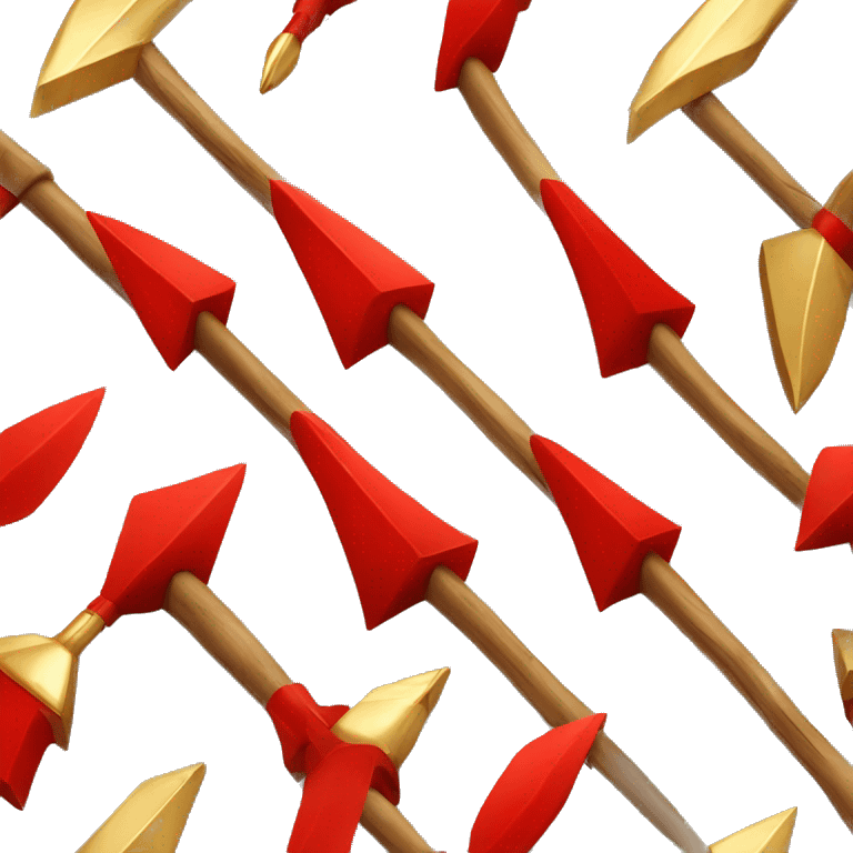 wooden arrow with bright red fletching and gold tip emoji