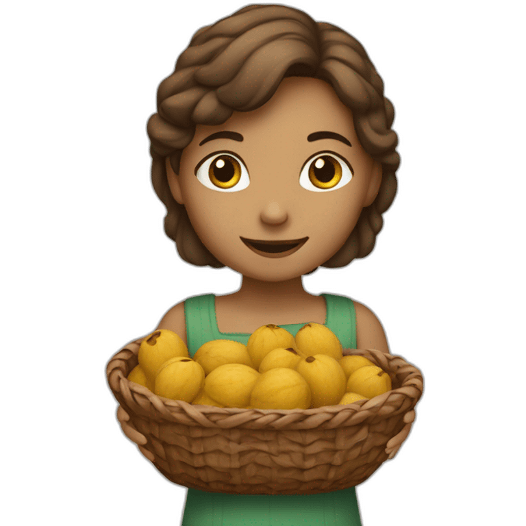 Girl with basket of walnuts emoji