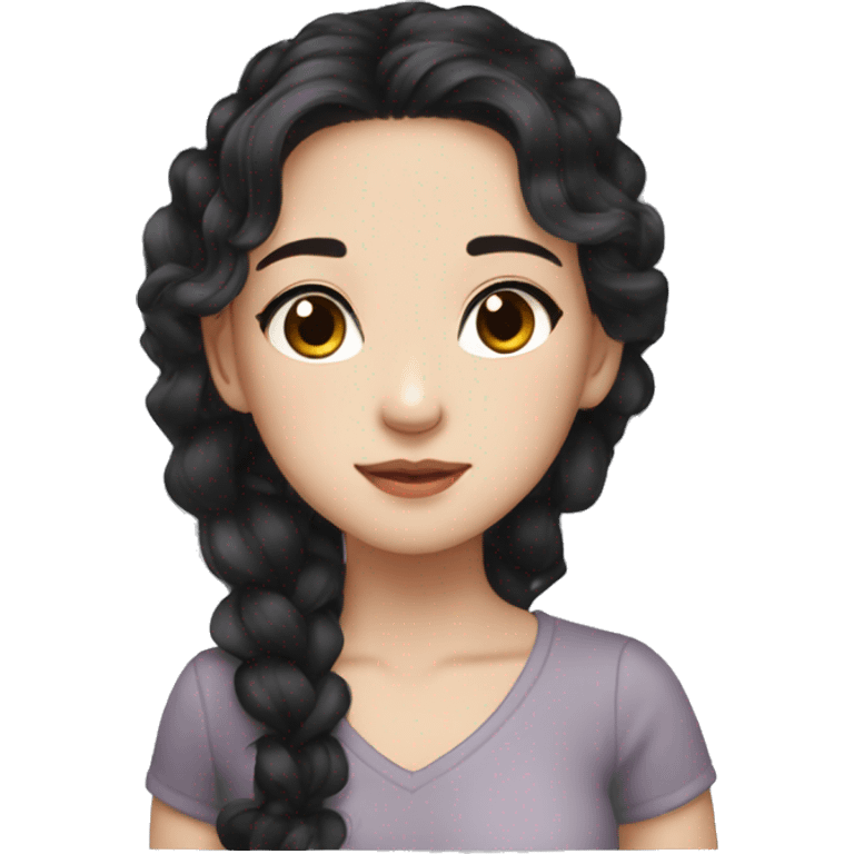 Beautiful girl,Black hair,wavy hair，long hair,Black eyes,Chinese emoji