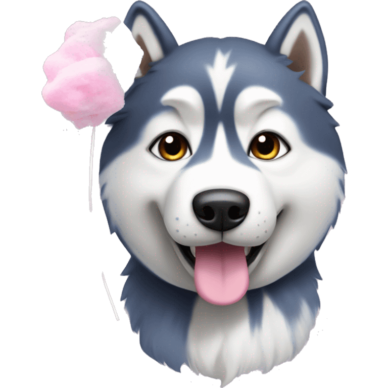 A husky dog with cotton candy emoji