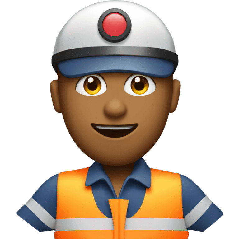 Traffic controller waving hi with stop/slow paddle in hand  emoji